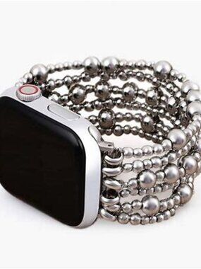 Cape Diablo Platinum Demure Stretch Apple Watch Strap Size Small